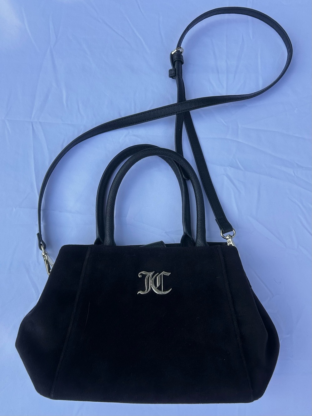 Y2K style Juicy Couture black suede satchel